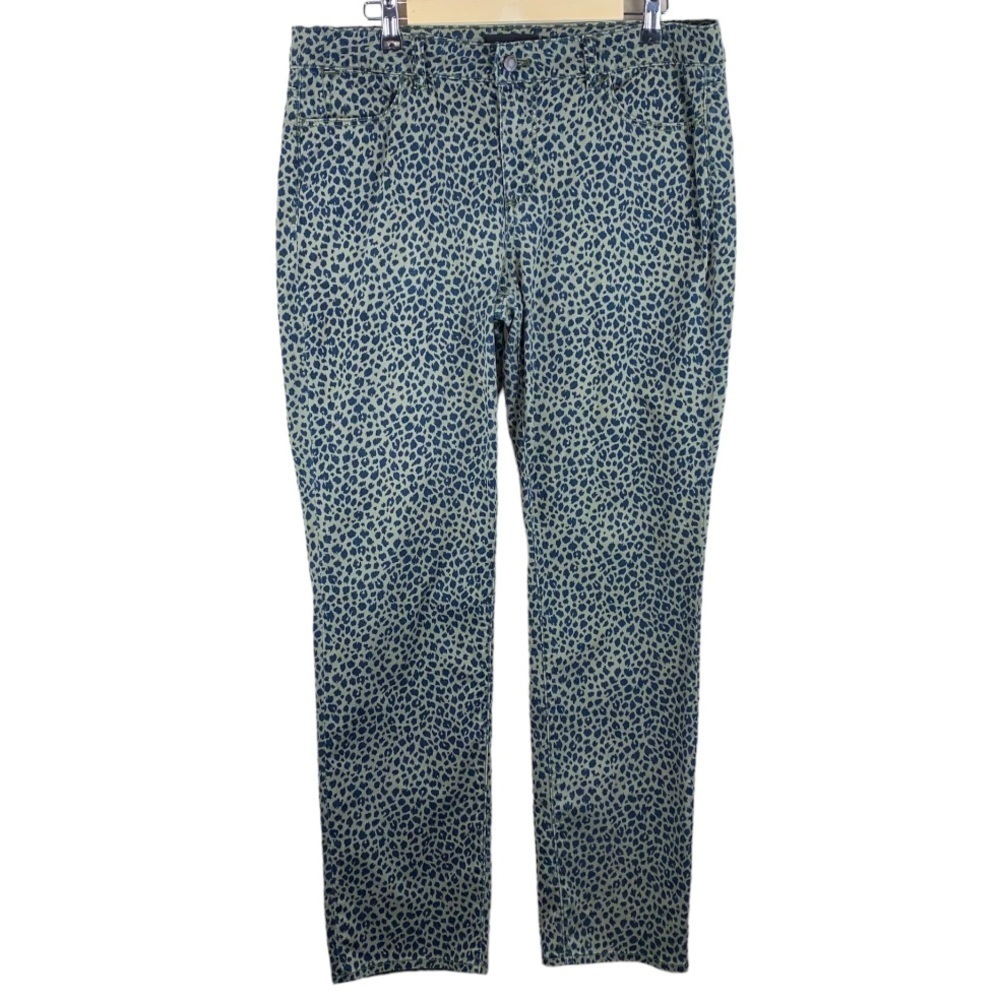 Talbots Signature Green‎ Leopard Print Straight Leg Cotton/Spandex Blend Pants